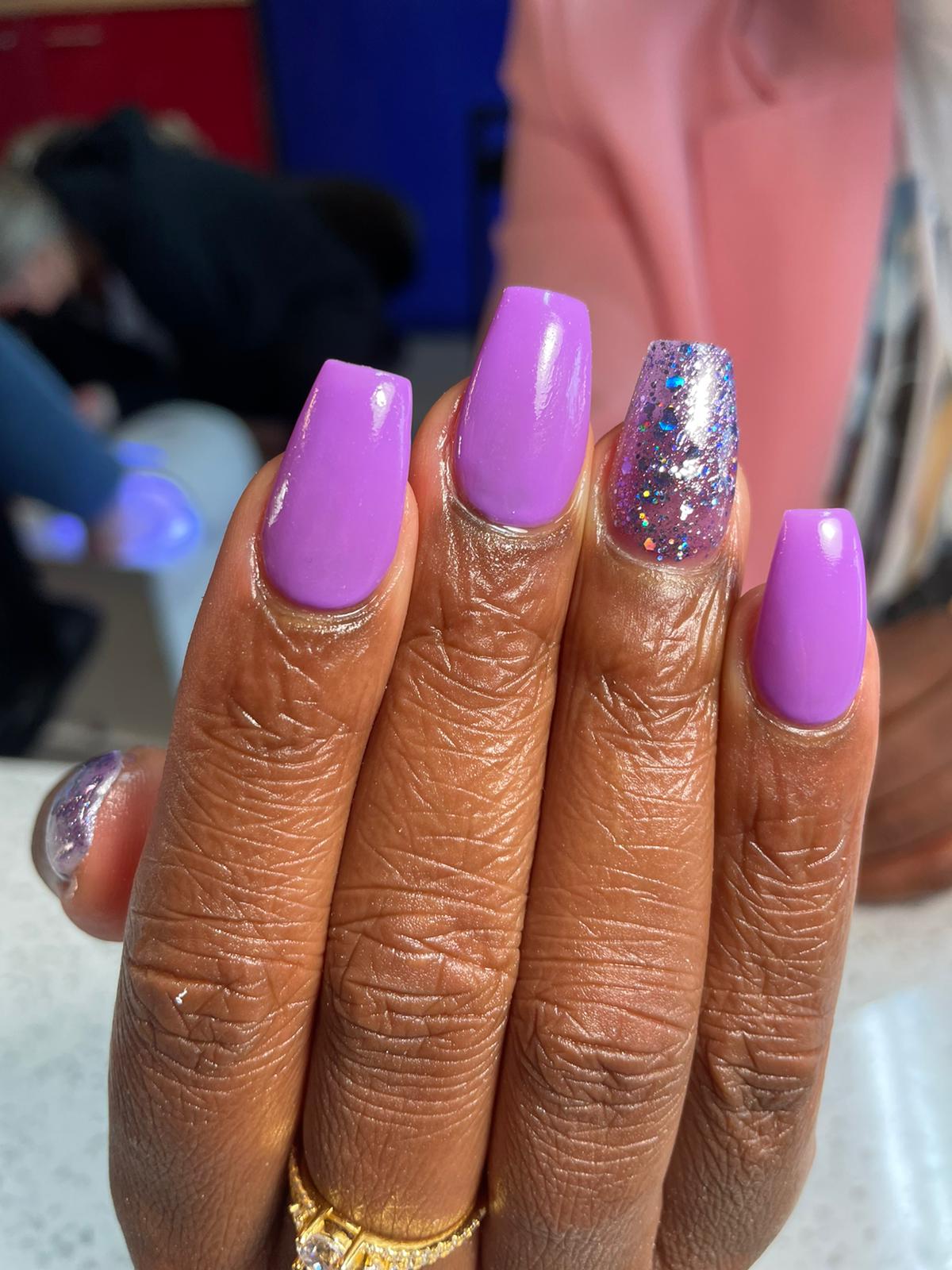 Lila coffin met glitteraccent